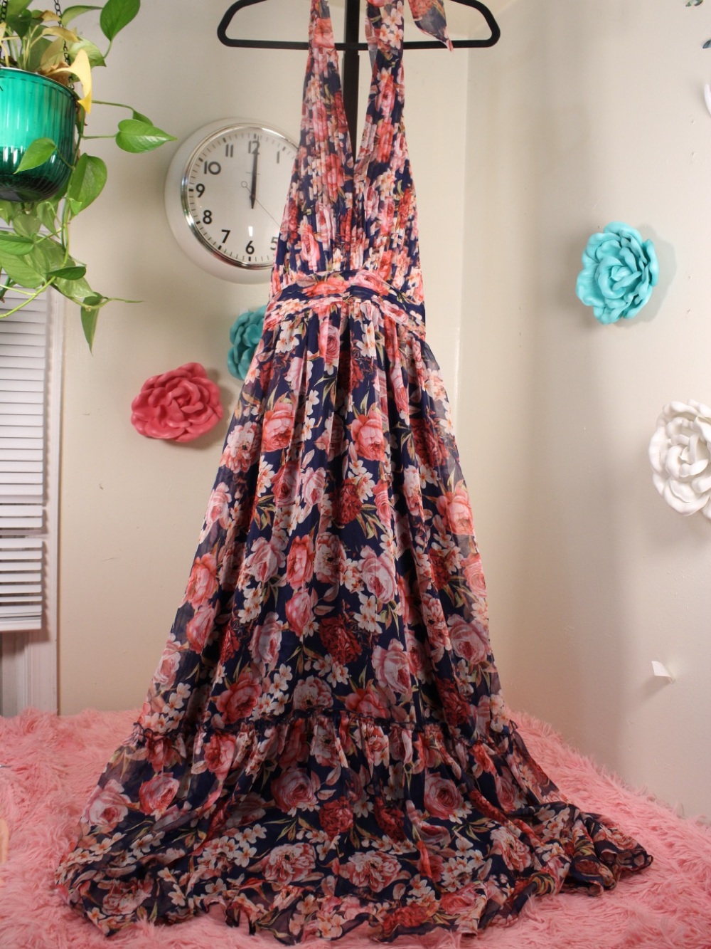 Princess Polly Floral Halter Maxi Dress XS Fairycore Cottagecore MSRP 150